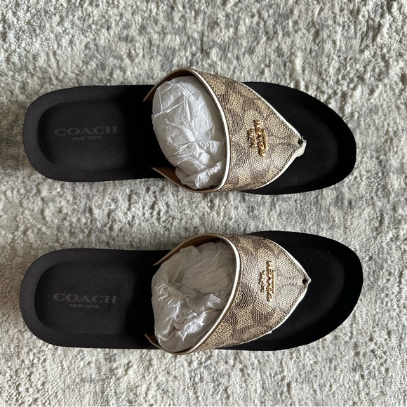 Coach Janice Signature Platform Wedged Sandals Brown - Picture 4 of 8